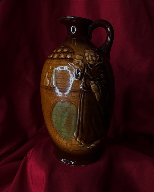 Monk Hand Painted Brown Pitcher