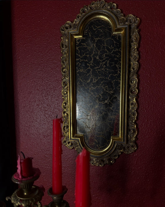 Vintage Gold Crackled Metal Mirror