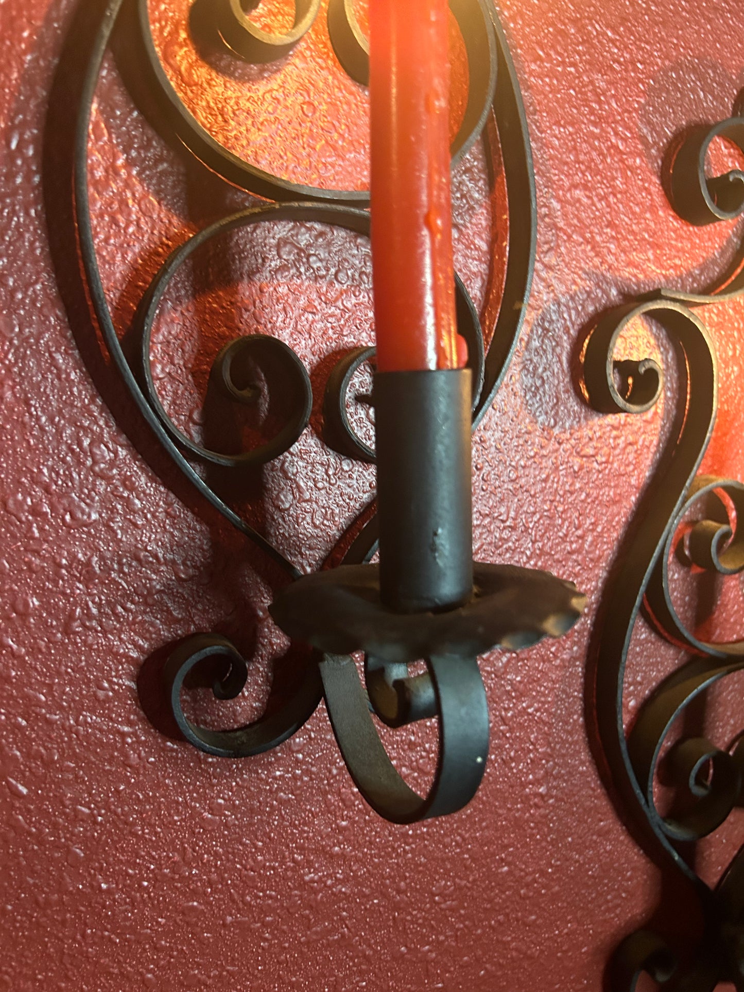 Pair of Made in Mexico Gothic Wrought Iron Candleholders