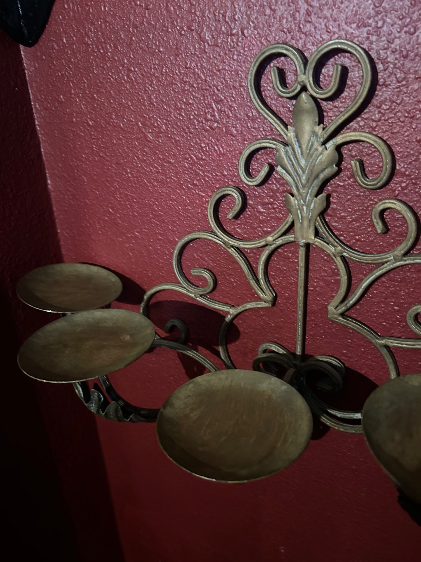 Gold 5 Armed Pillar Candle Holder