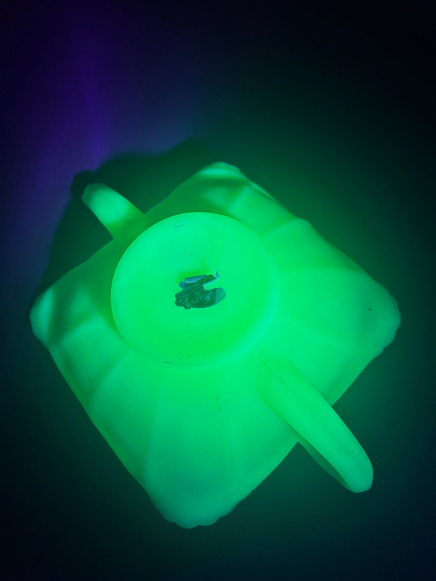 Vintage Fenton Satin Uranium Glass Butterfly Dish