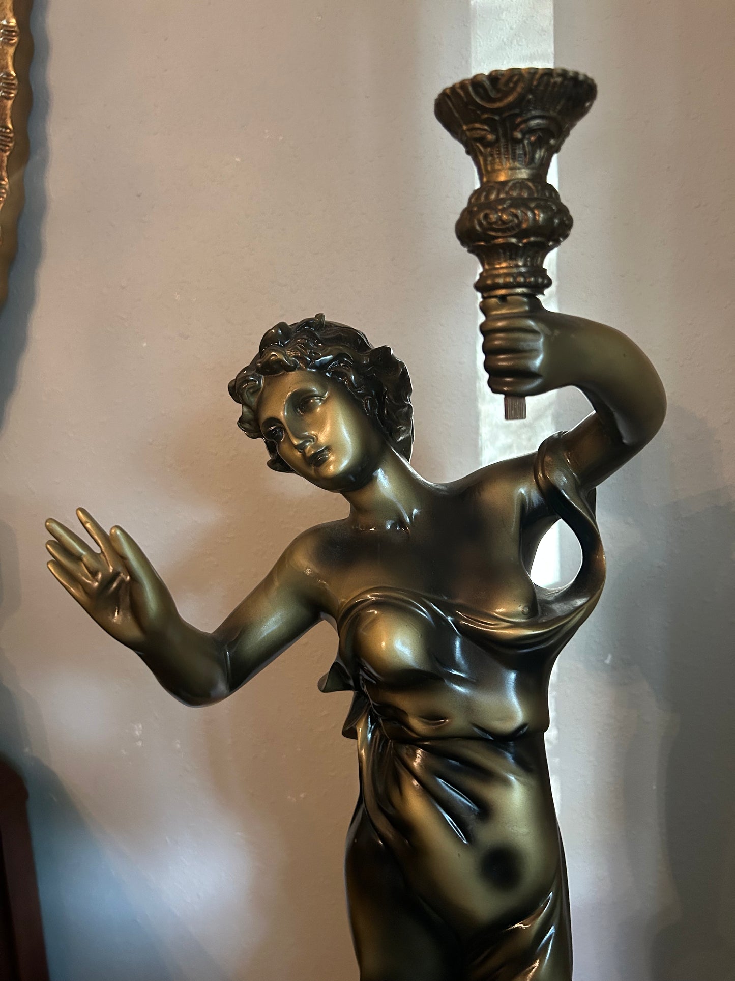 Large Statue of a Woman with Candleholder