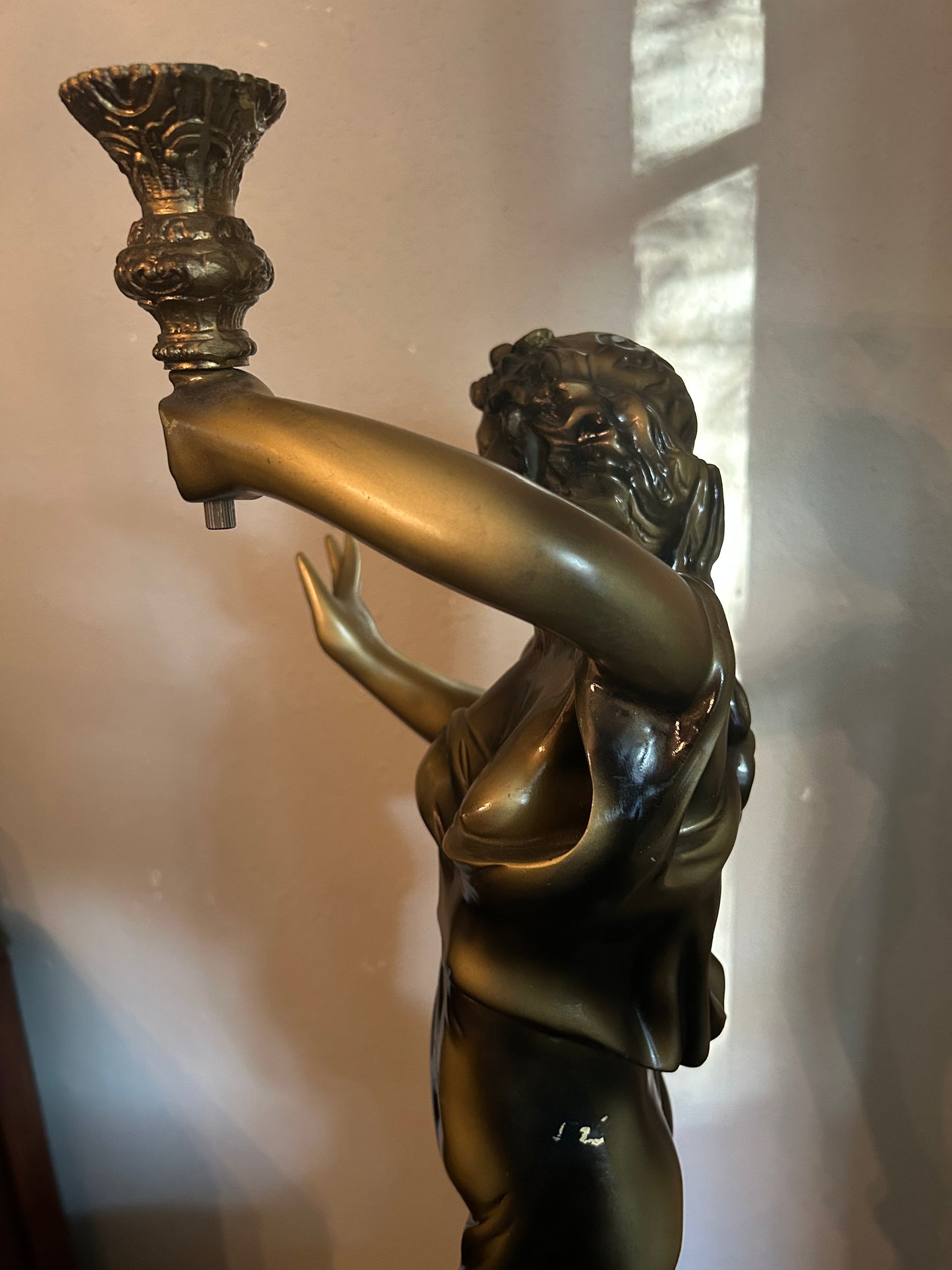 Large Statue of a Woman with Candleholder