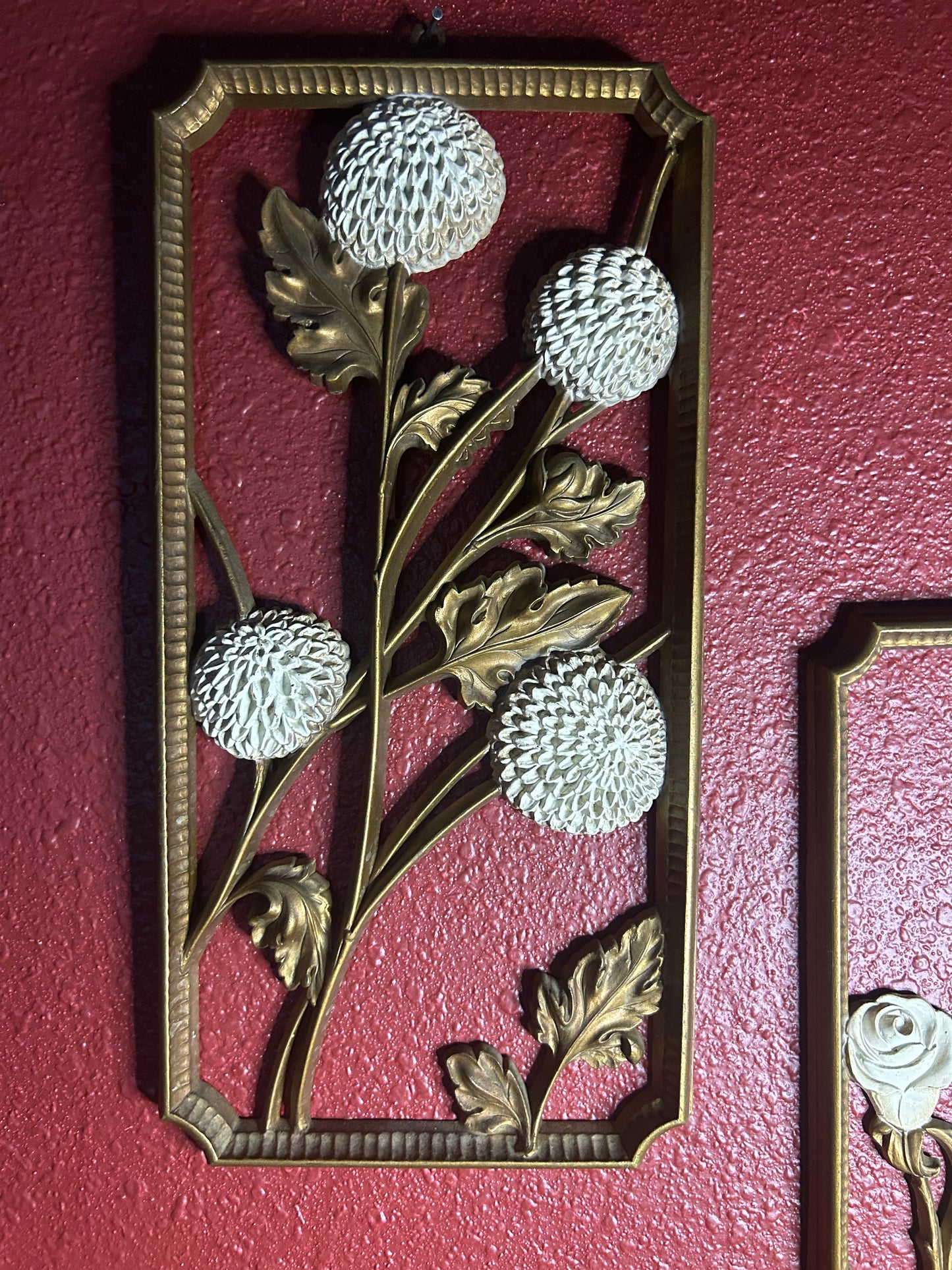 Pair of Dandelion & Roses Wall Plaques