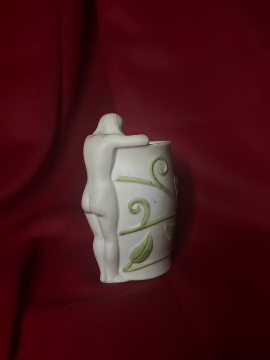 Vintage Floral Vase Nood Lady