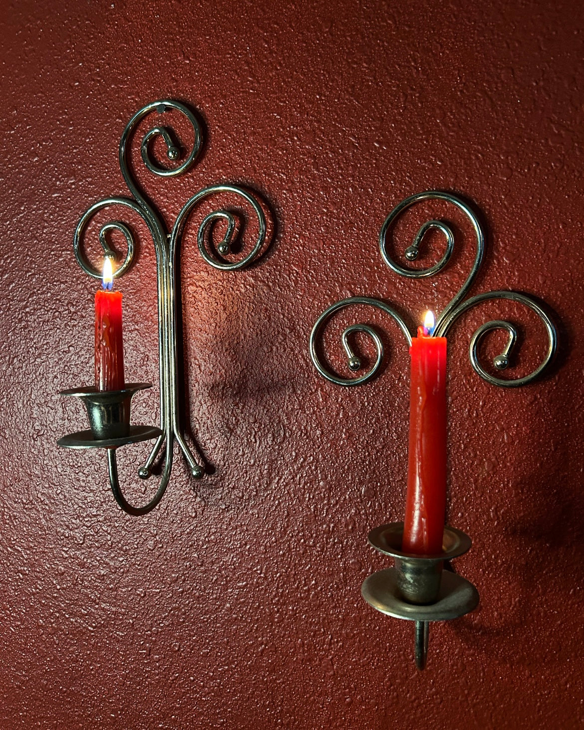 Pair of Metal Swirl Candleholders