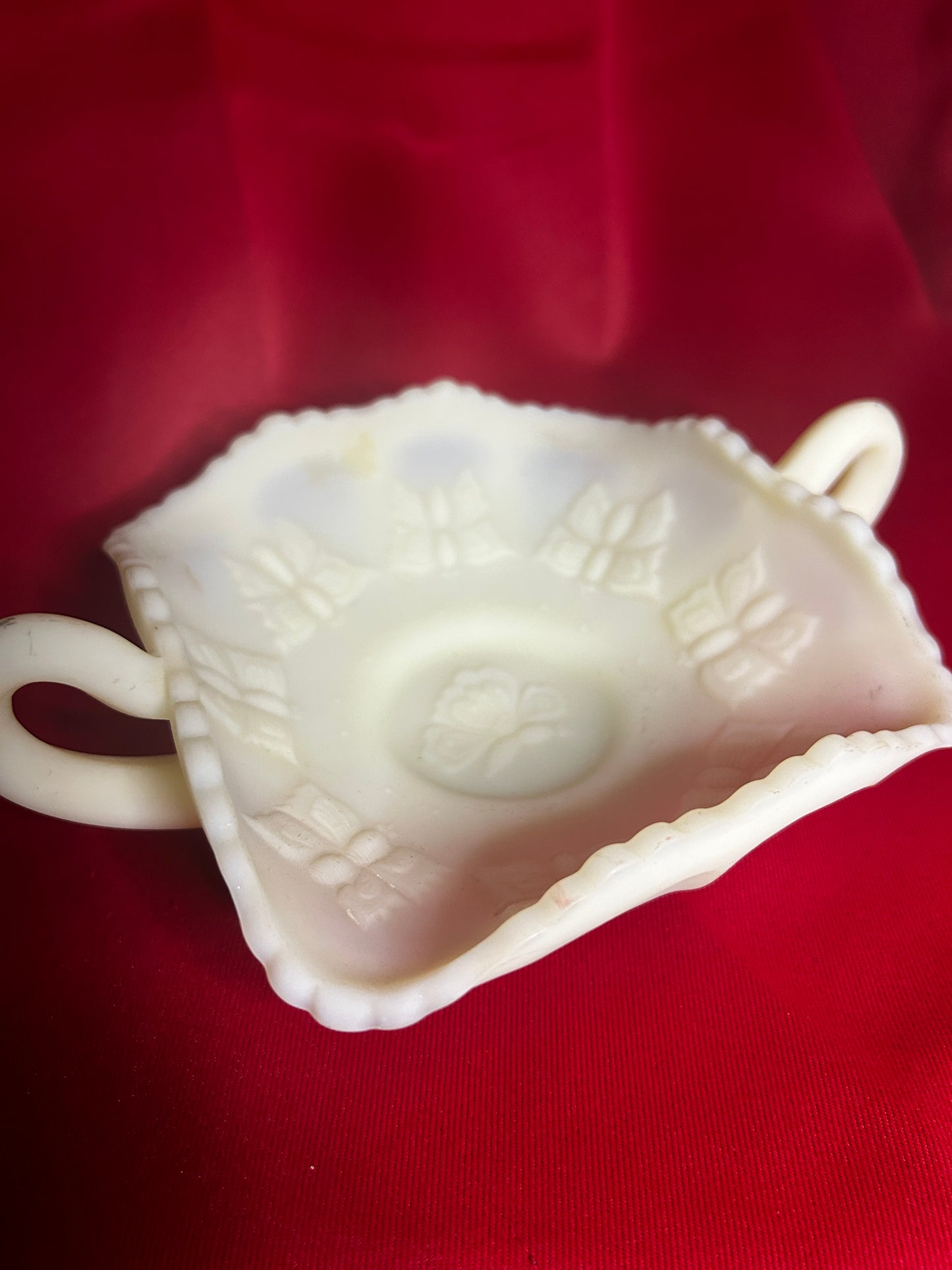Vintage Fenton Satin Uranium Glass Butterfly Dish