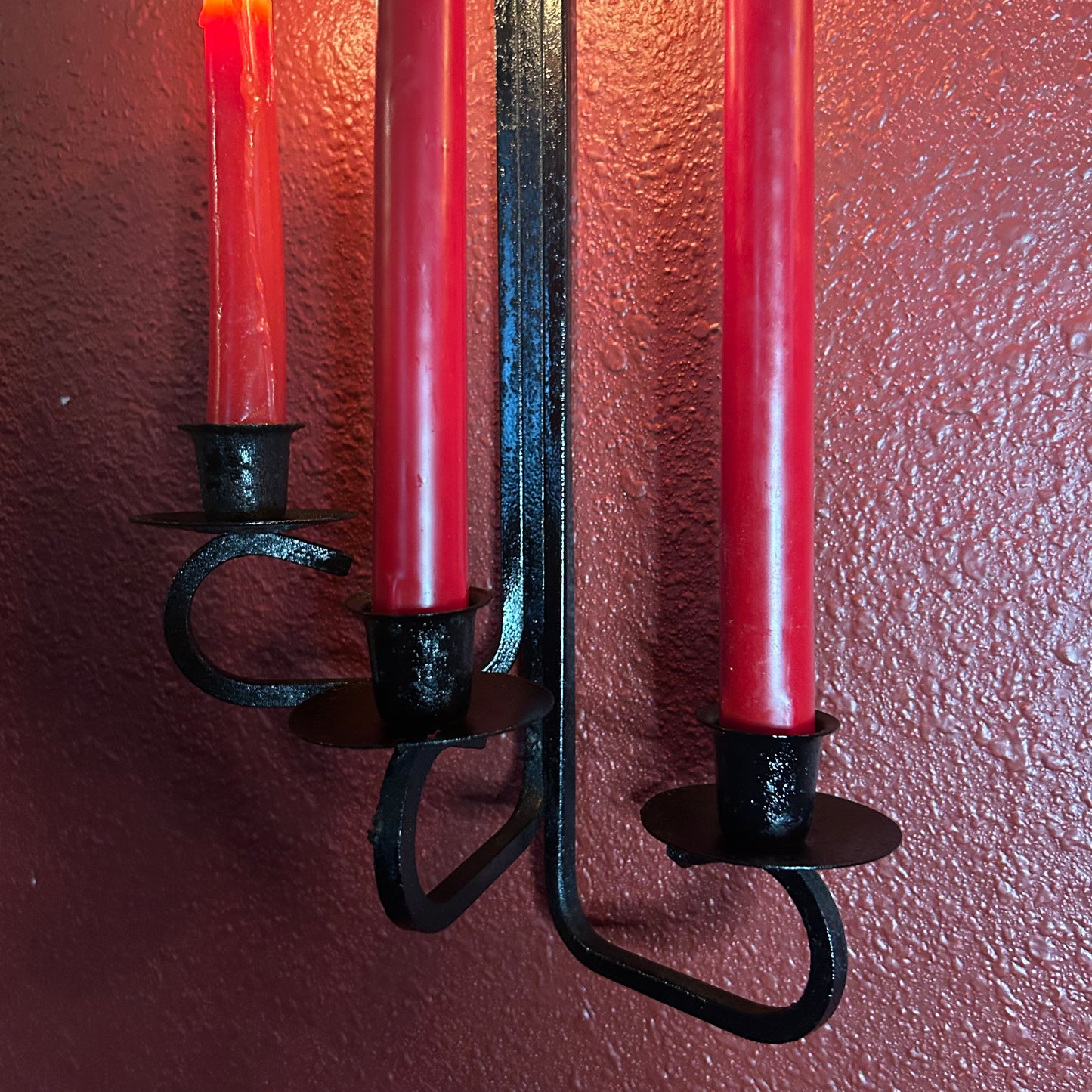 Cast Iron Pair of Gothic Candleholders