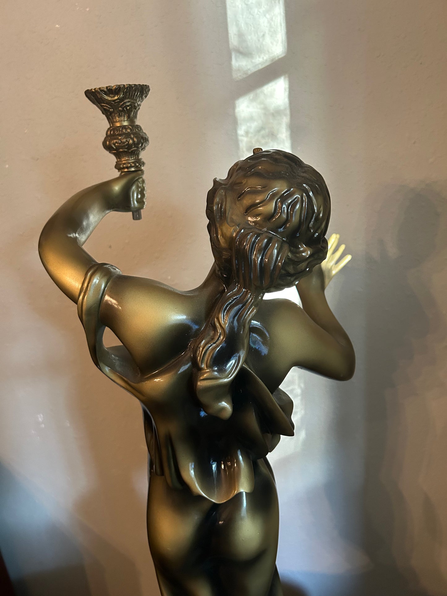 Large Statue of a Woman with Candleholder