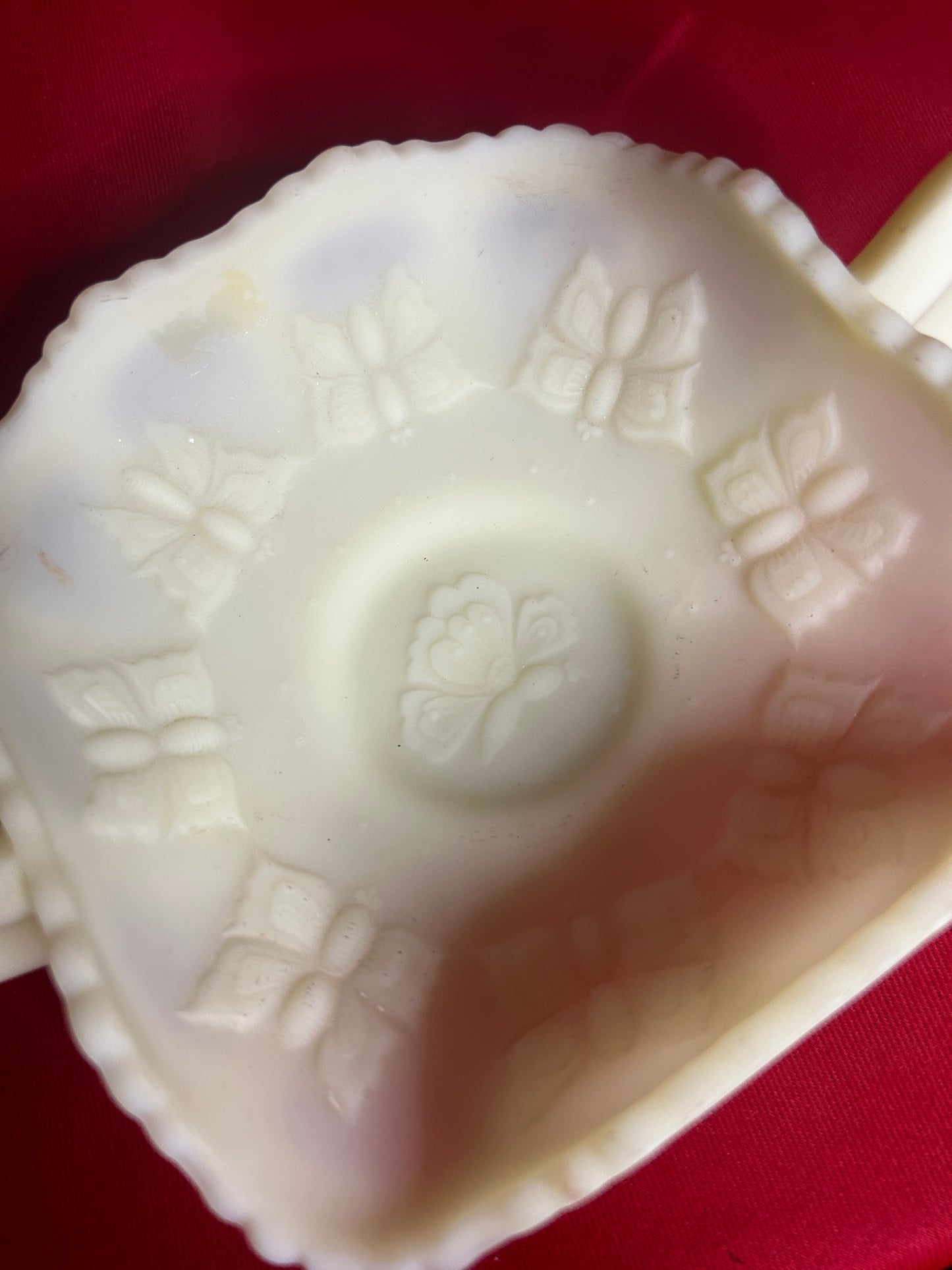 Vintage Fenton Satin Uranium Glass Butterfly Dish