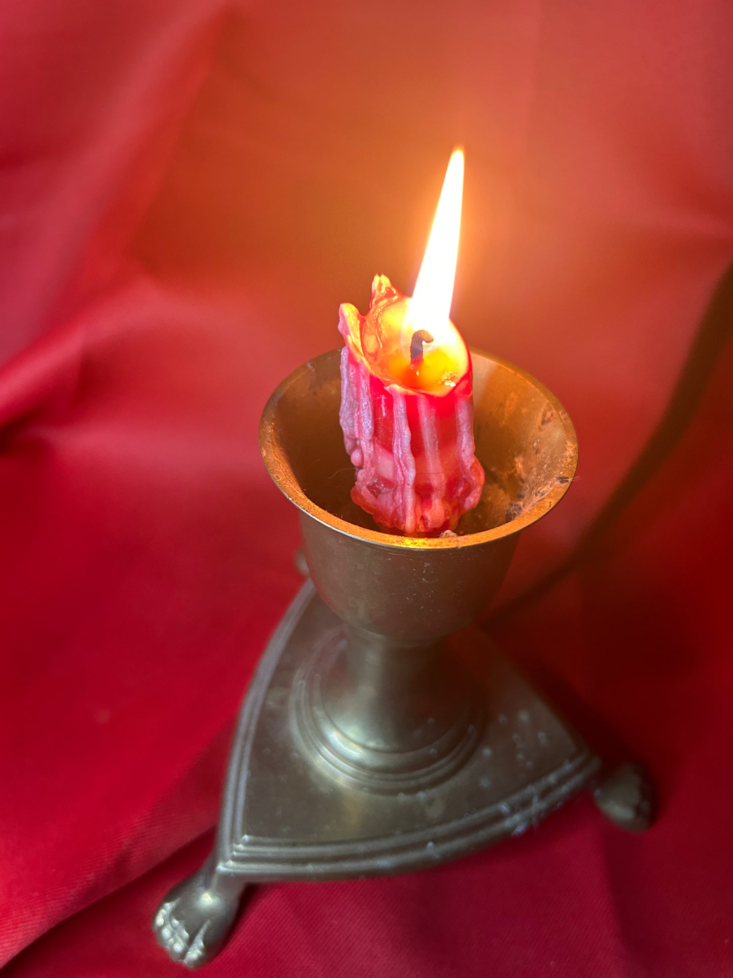 Three Footed Brass Candleholder