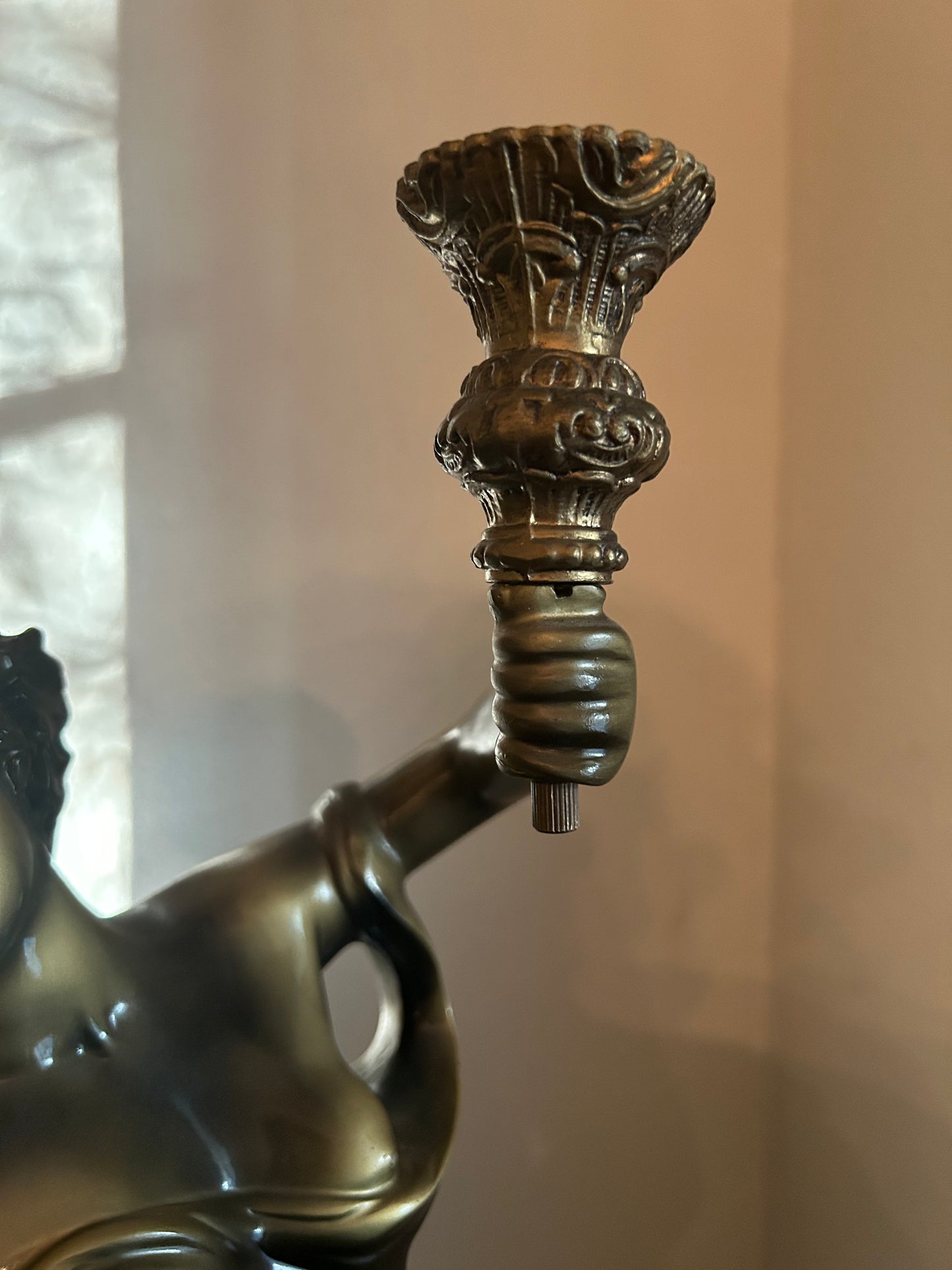 Large Statue of a Woman with Candleholder