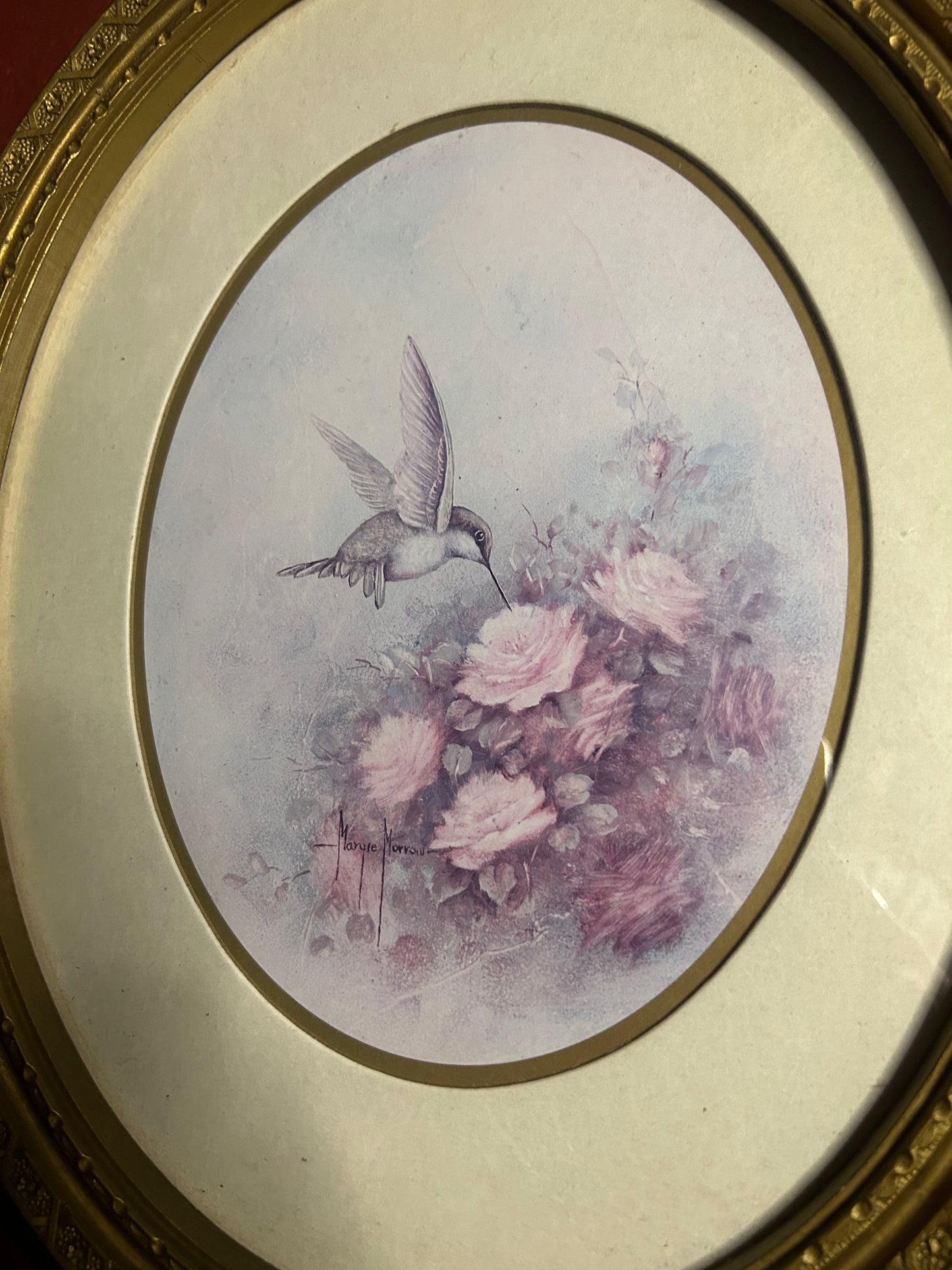 Oval Gold Framed Hummingbird Print