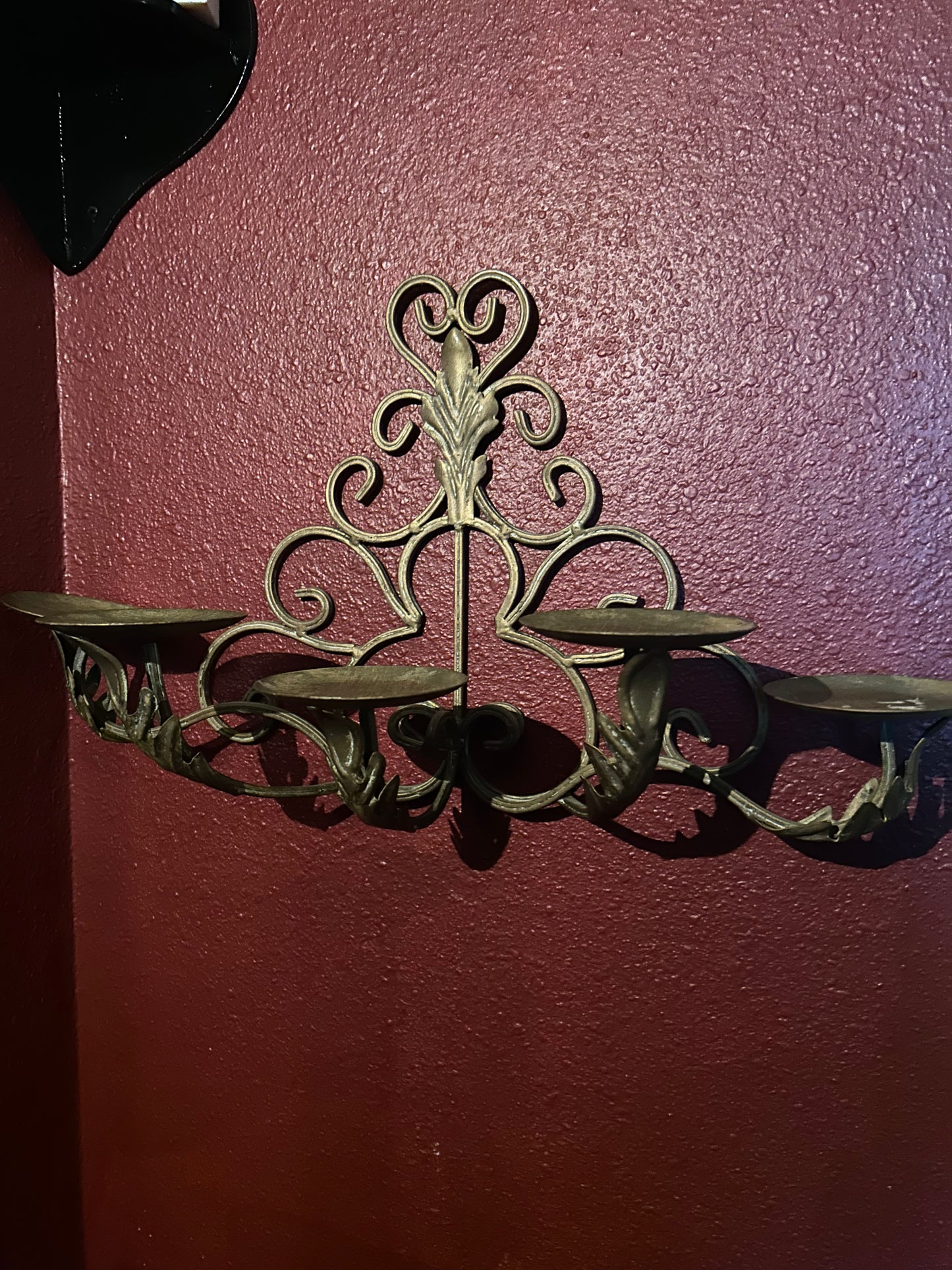 Gold 5 Armed Pillar Candle Holder