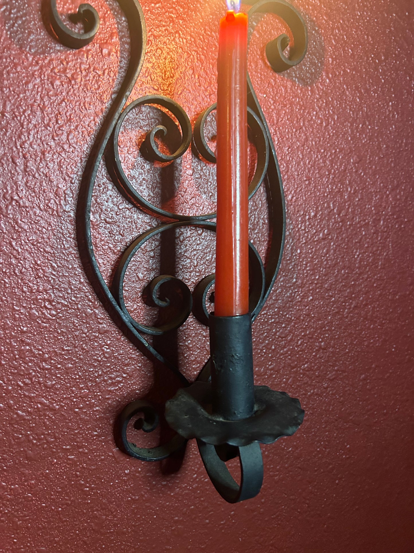 Pair of Made in Mexico Gothic Wrought Iron Candleholders