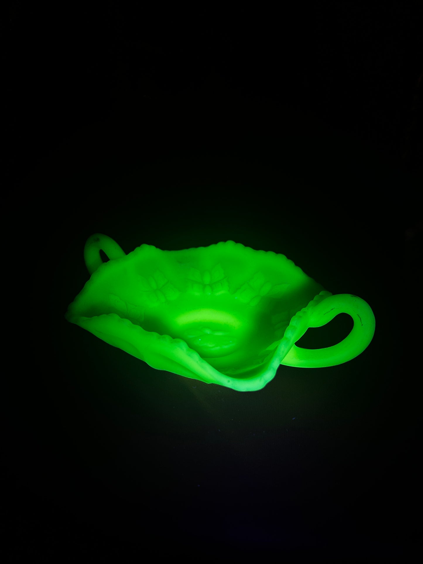 Vintage Fenton Satin Uranium Glass Butterfly Dish