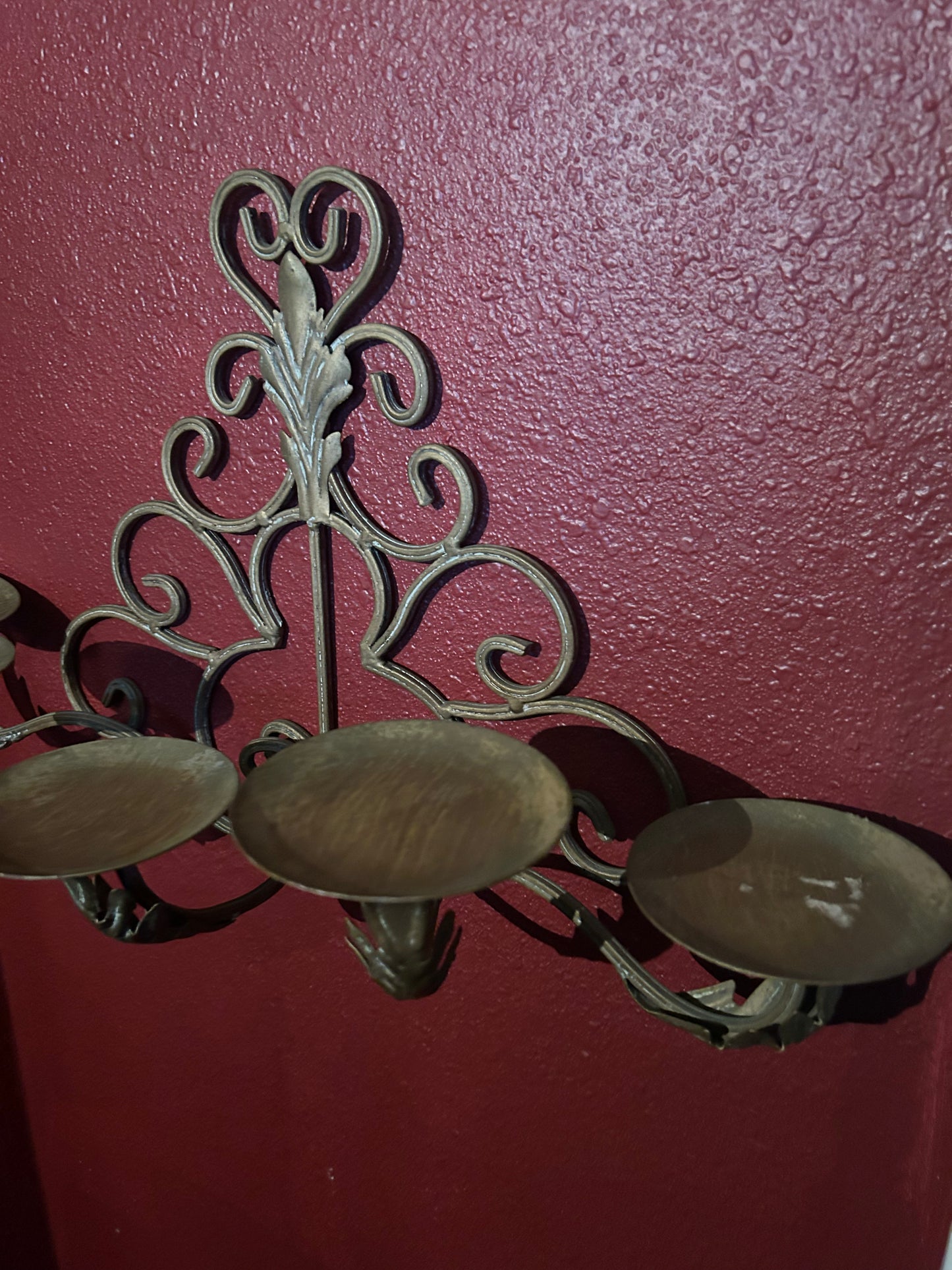Gold 5 Armed Pillar Candle Holder
