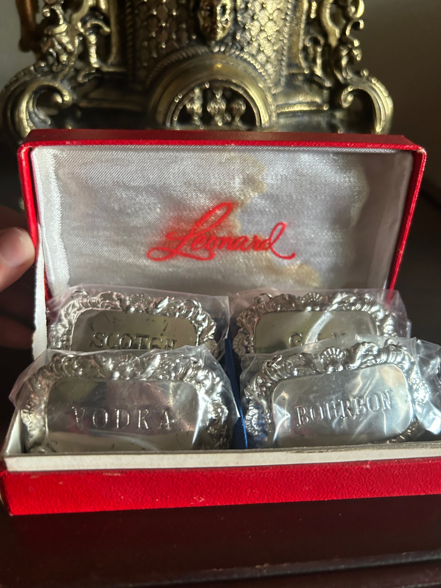 Silver Plated Decanter Tags Original Box