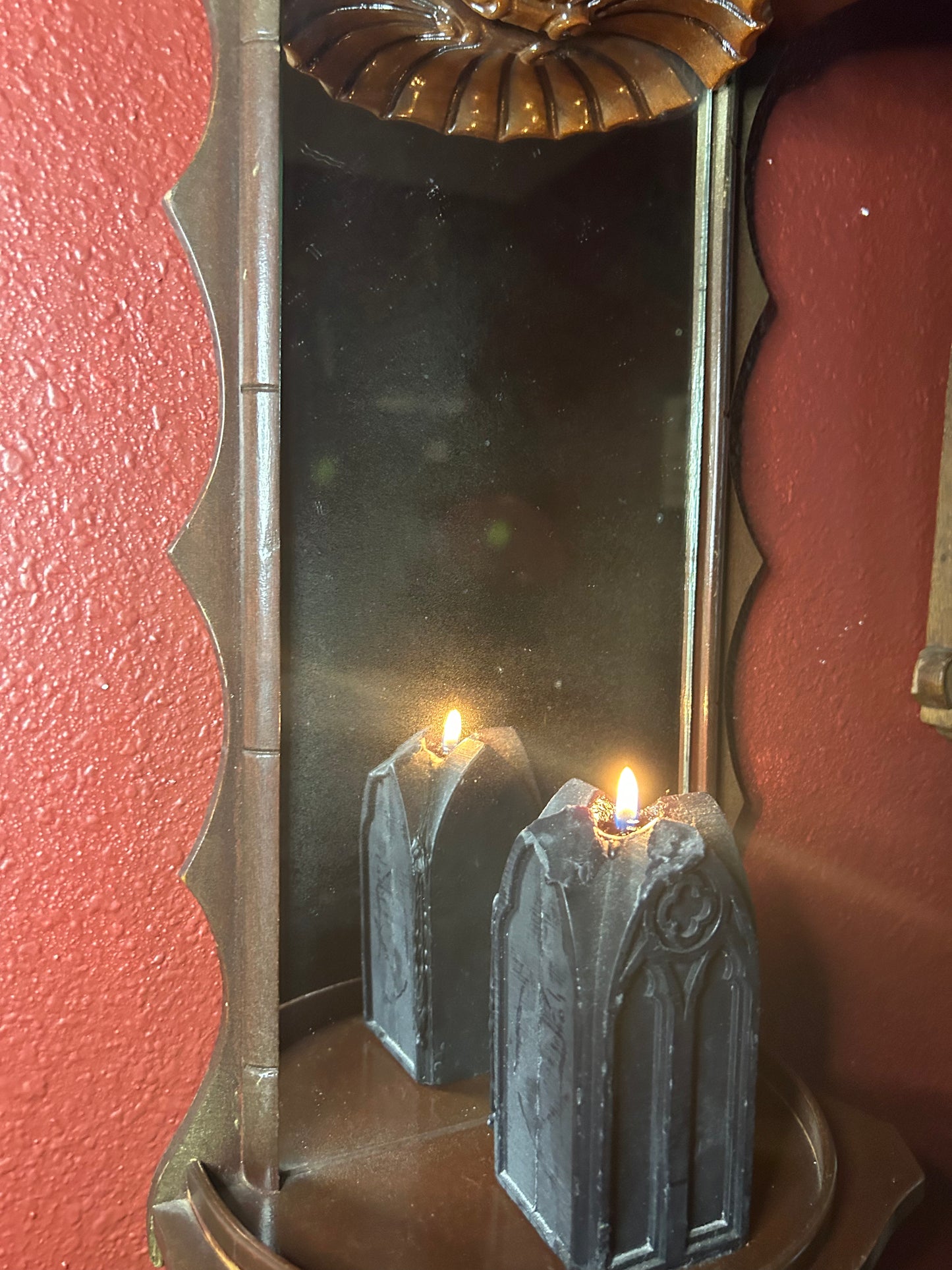 Vintage Pair of Mirrored Wooden Shelves