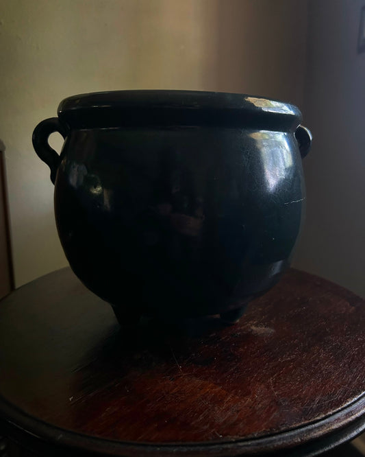 Dark Gray Ceramic Large Cauldron Planter