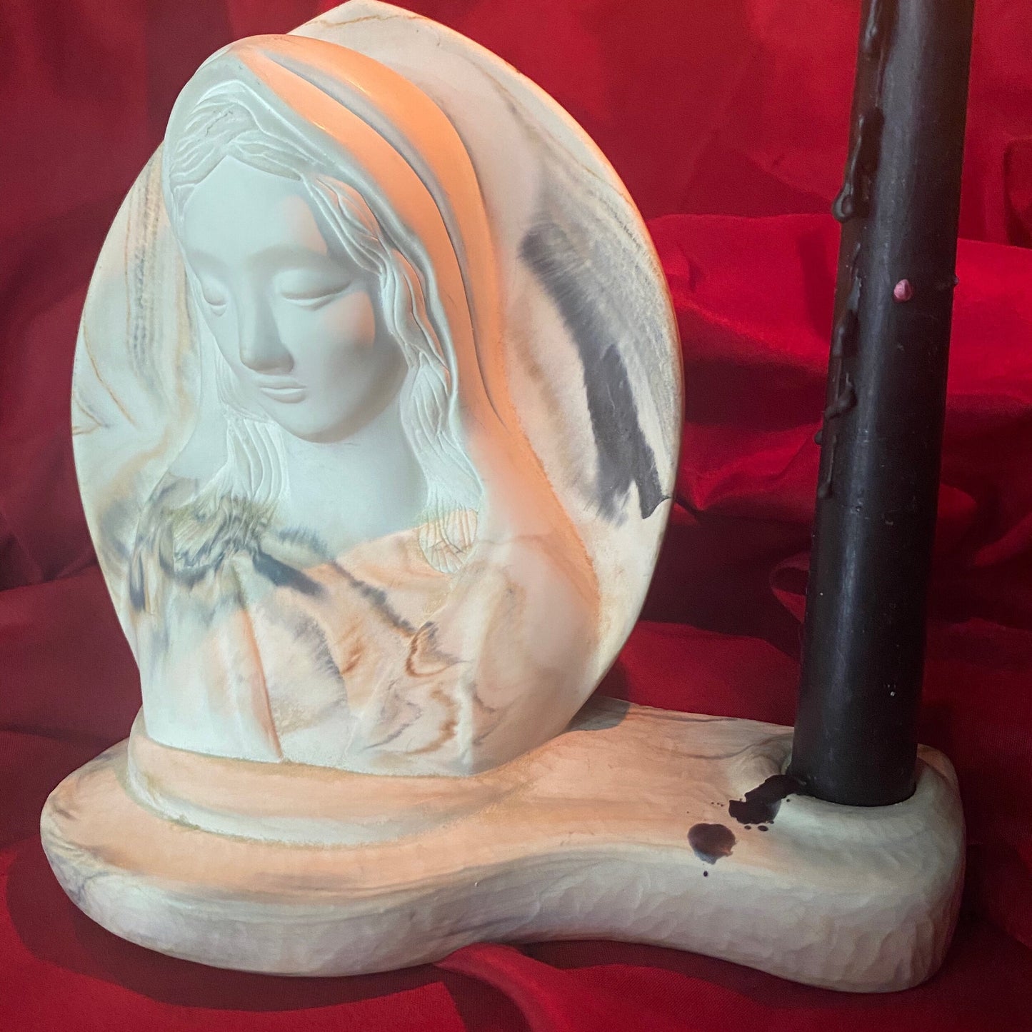 Vintage Virgin Mary Heavy Candleholder
