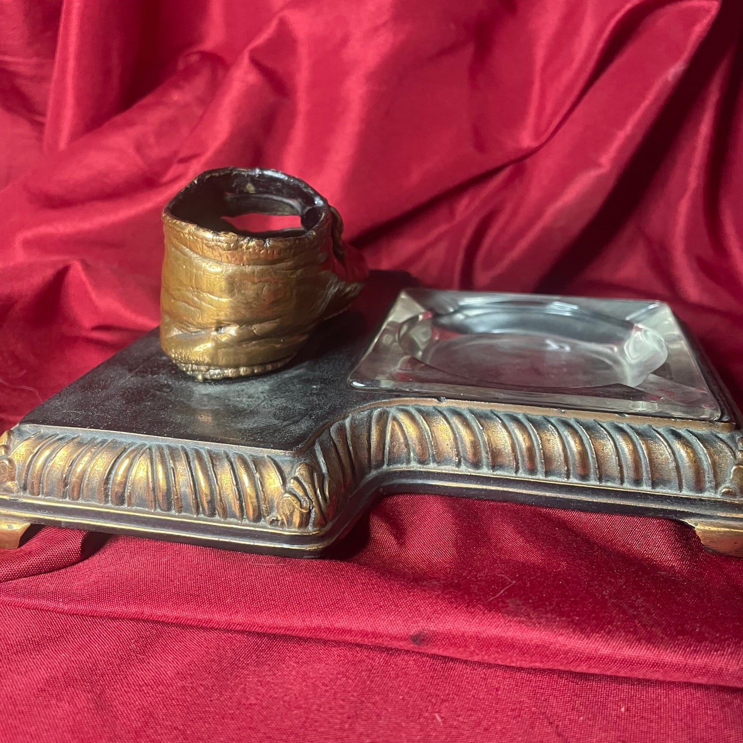 Vintage Ashtray with Copper Baby Shoe