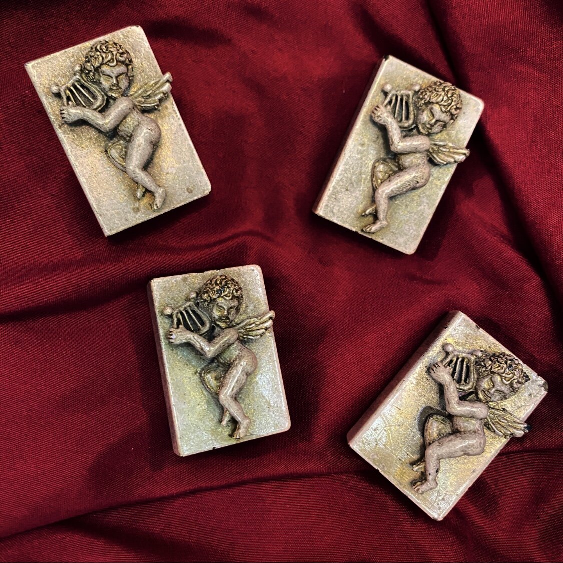 Vintage Metal Cherub Matchbox Holder