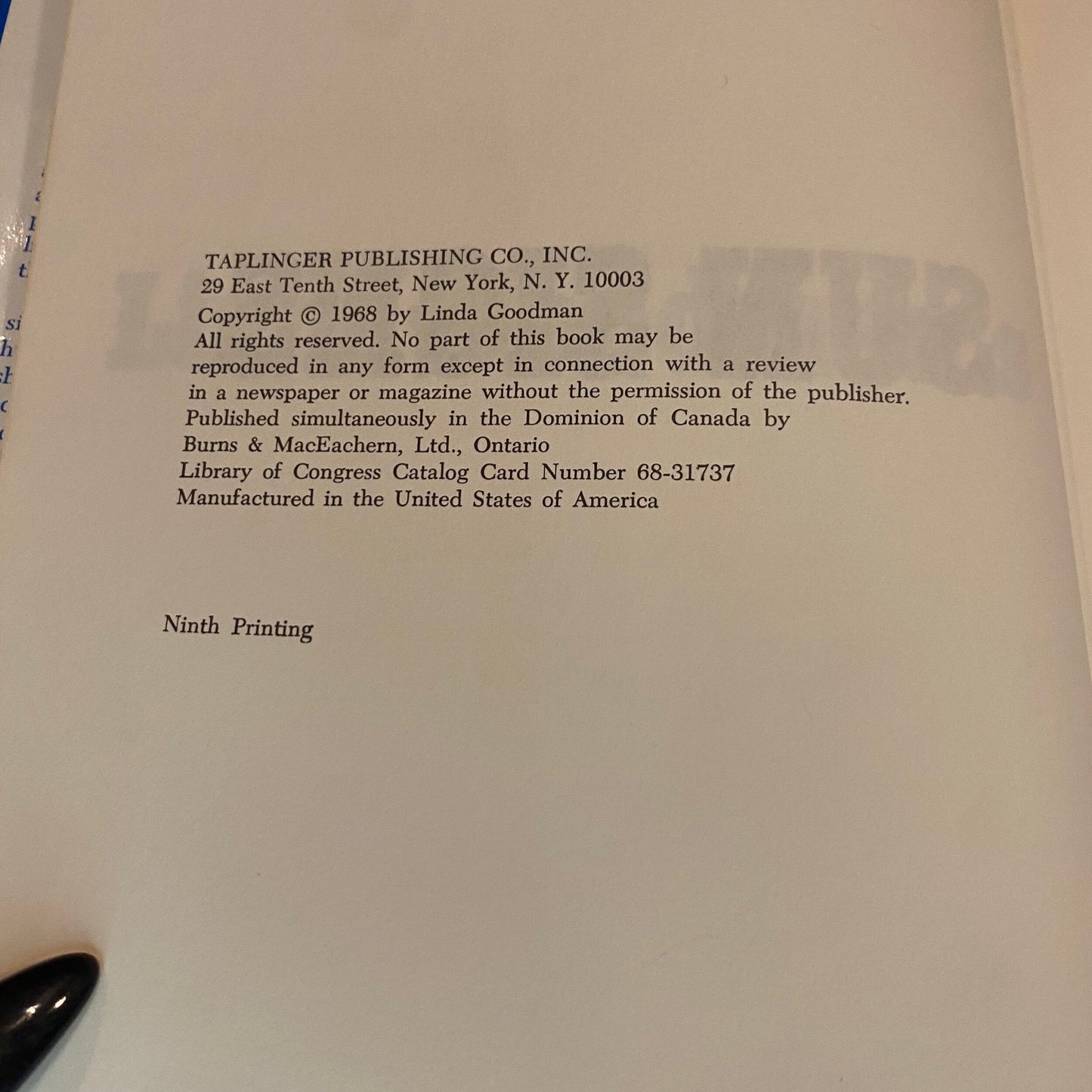 Linda Goodman’s Sun Signs 1968 Hardbook