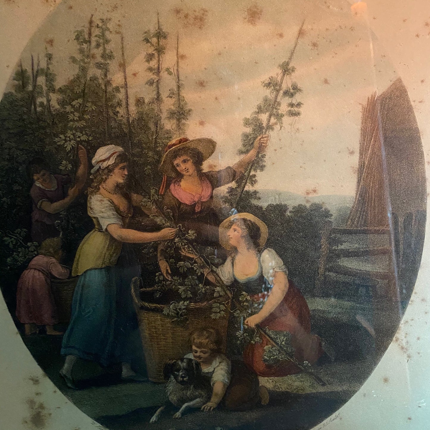 William Hamilton “September” Framed Hand Tinted Aged Print