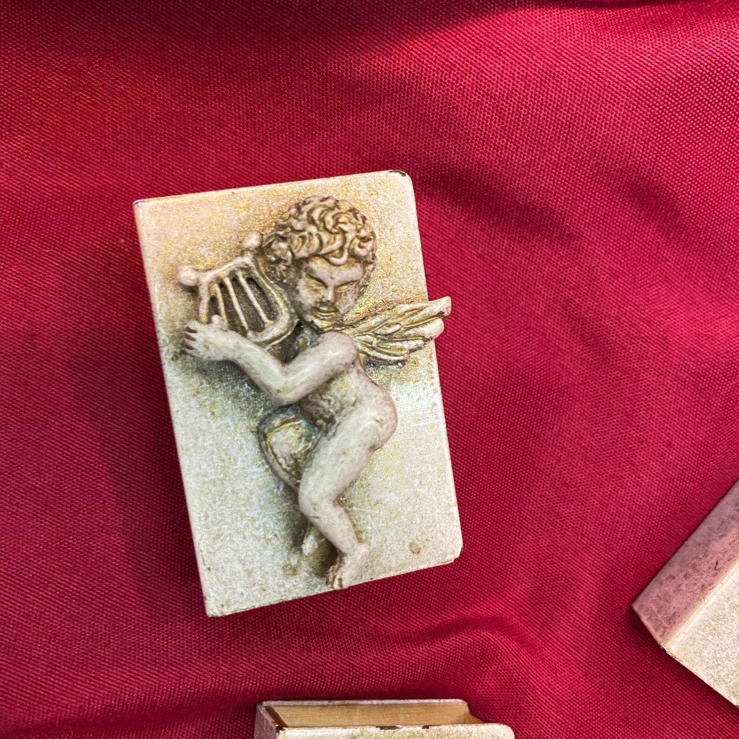 Vintage Metal Cherub Matchbox Holder