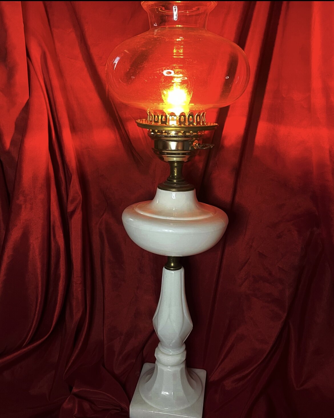 Vintage Tall Milkglass Lamp
