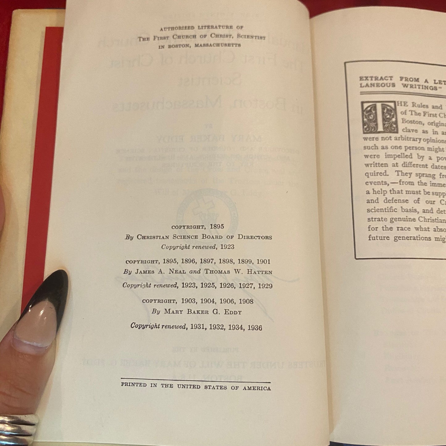 Manual of the Mother Church The First Church of Christ Scientist