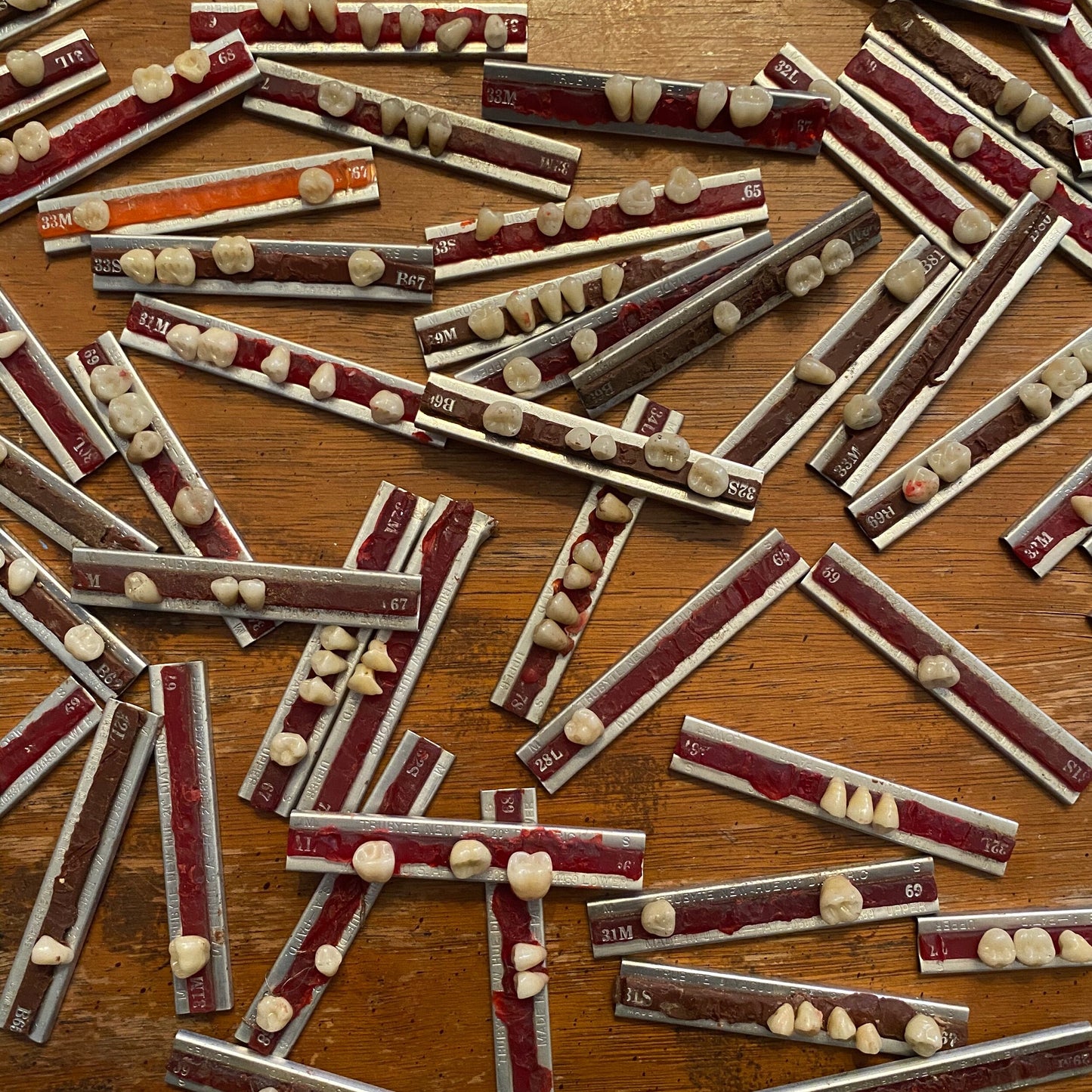 Vintage Set of 12 Human Teeth Made of Porcelain