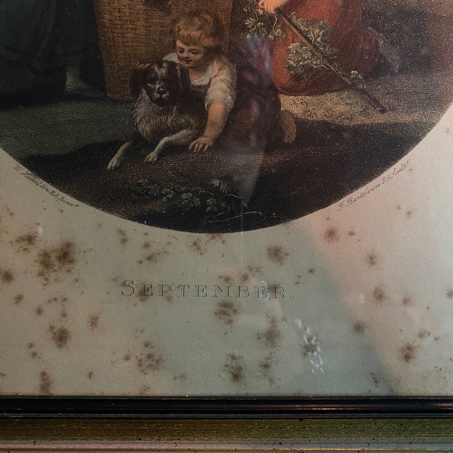 William Hamilton “September” Framed Hand Tinted Aged Print