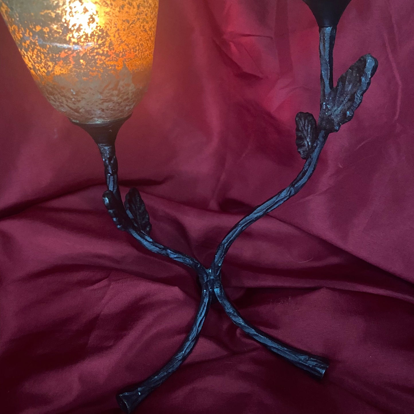 Metal Branched Amber Double Votive Candle Holder