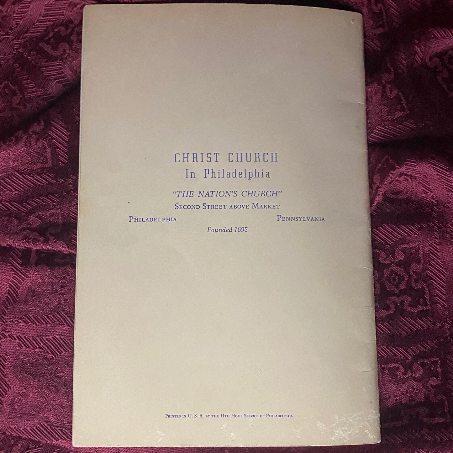 Vintage Christ Church in Philadelphia Booklet