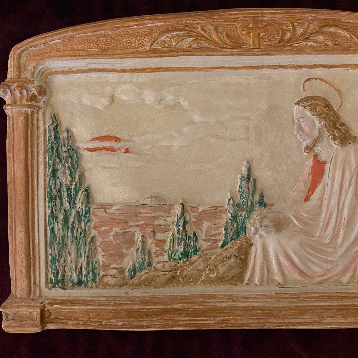 Vintage Jesus Chalkware Wall Plaque