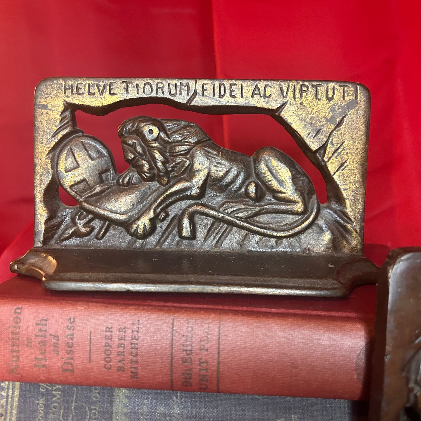 Vintage Cast Bookends Lion of Lucerne