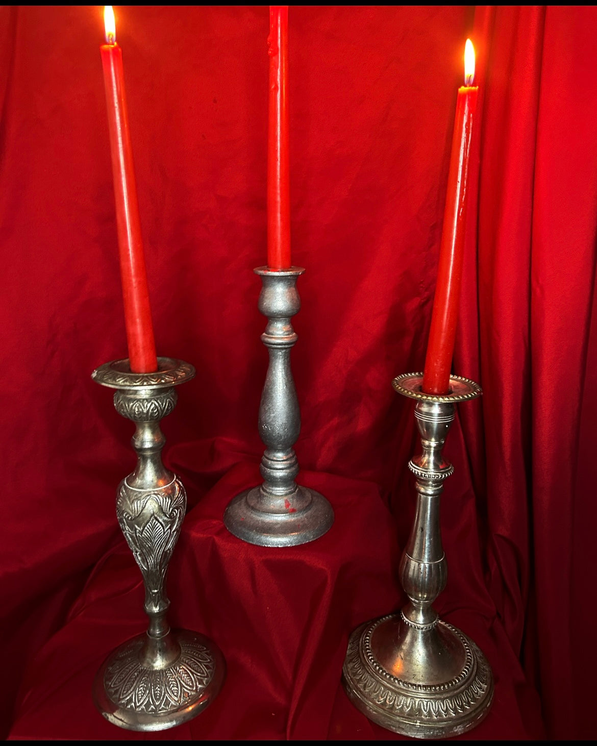 Single Silver Toned Candleholder