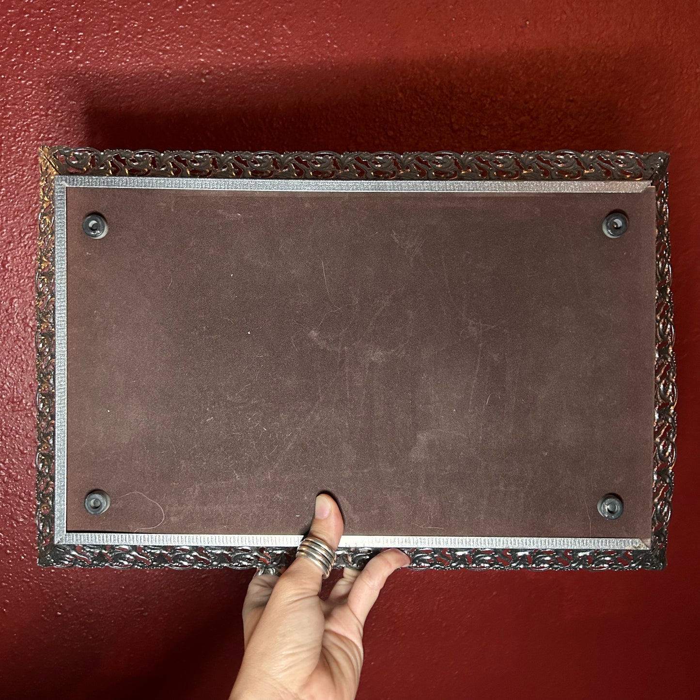 Silver Filigree Vanity Tray Mirror
