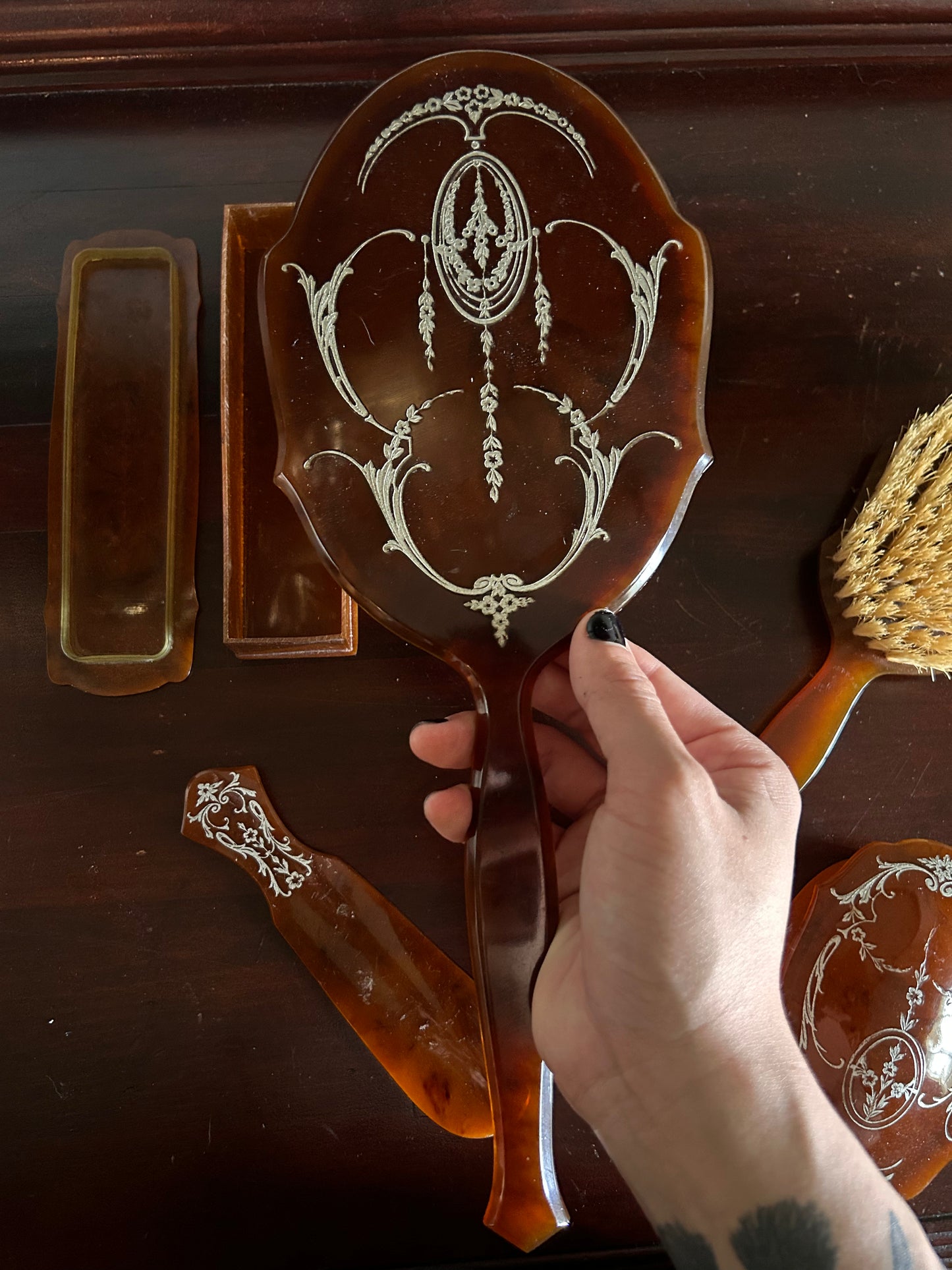 Vintage Celluloid Vanity Set