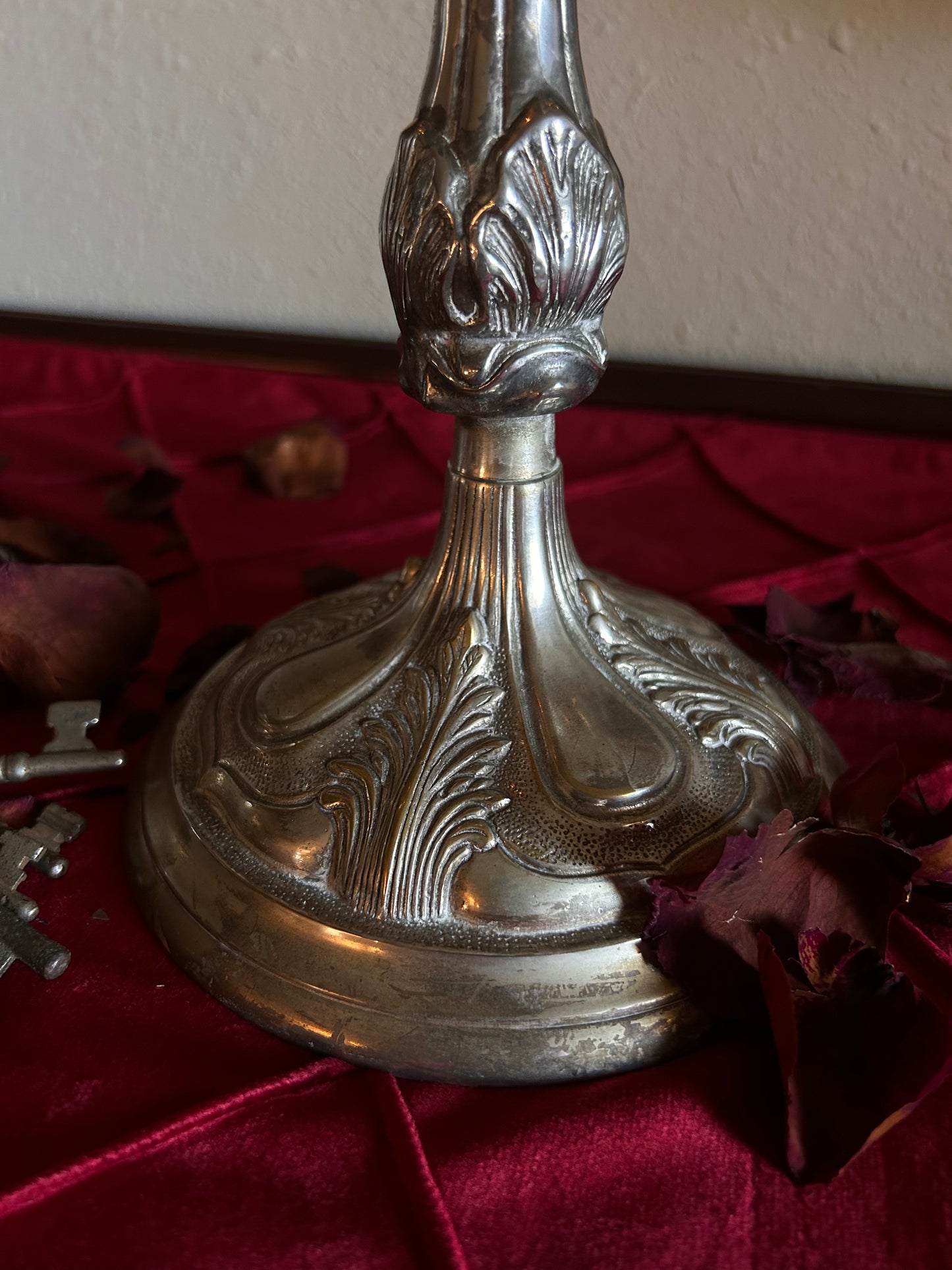 Pair of Tall Silver Toned Candlestick Holders