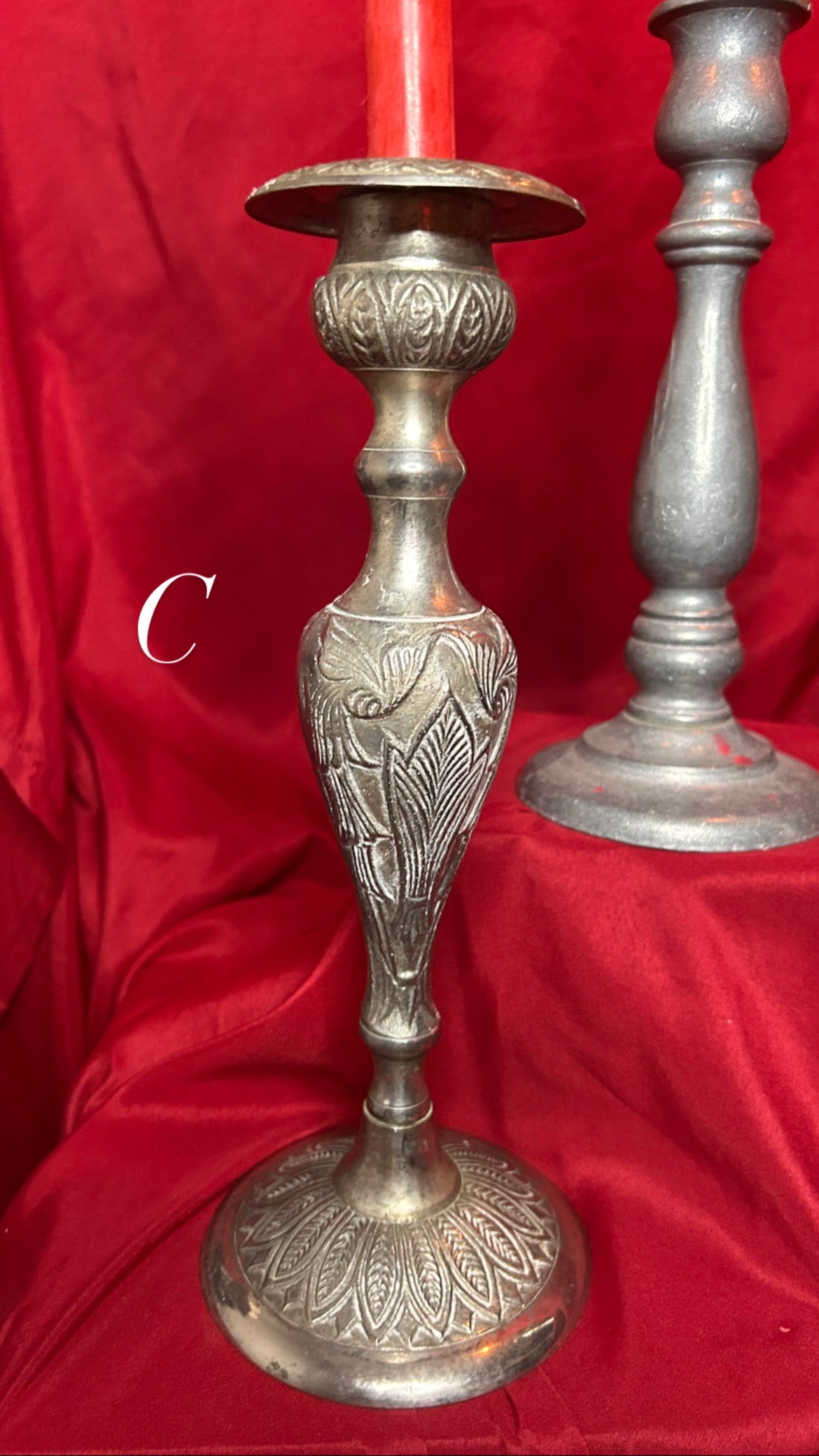 Single Silver Toned Candleholder
