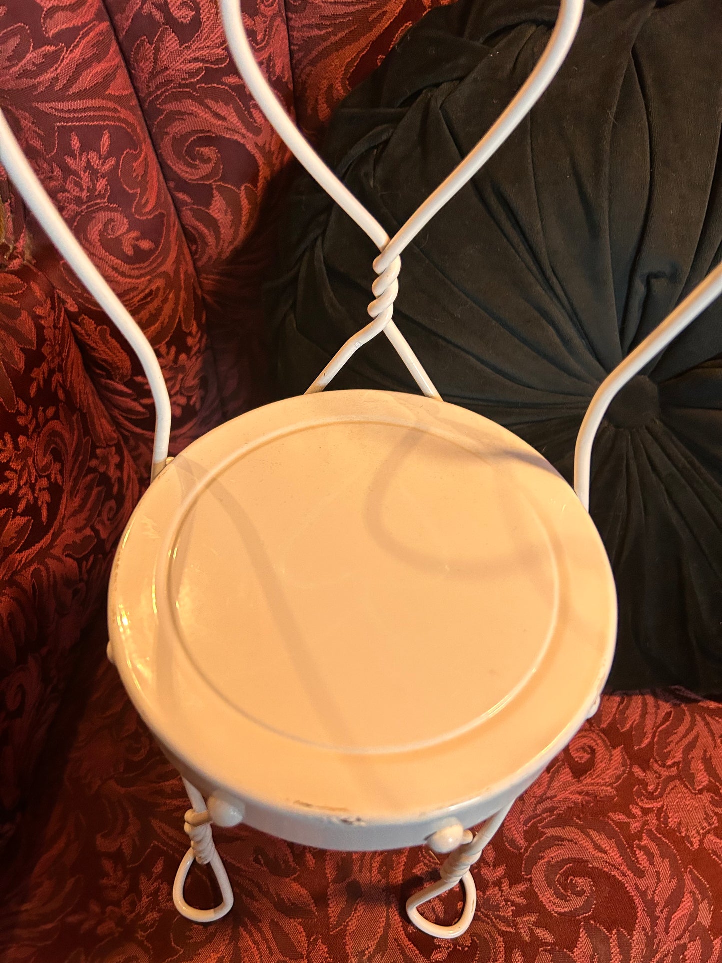 Vintage Ice Cream Parlor Chair Doll Size Twisted Metal Heart Back