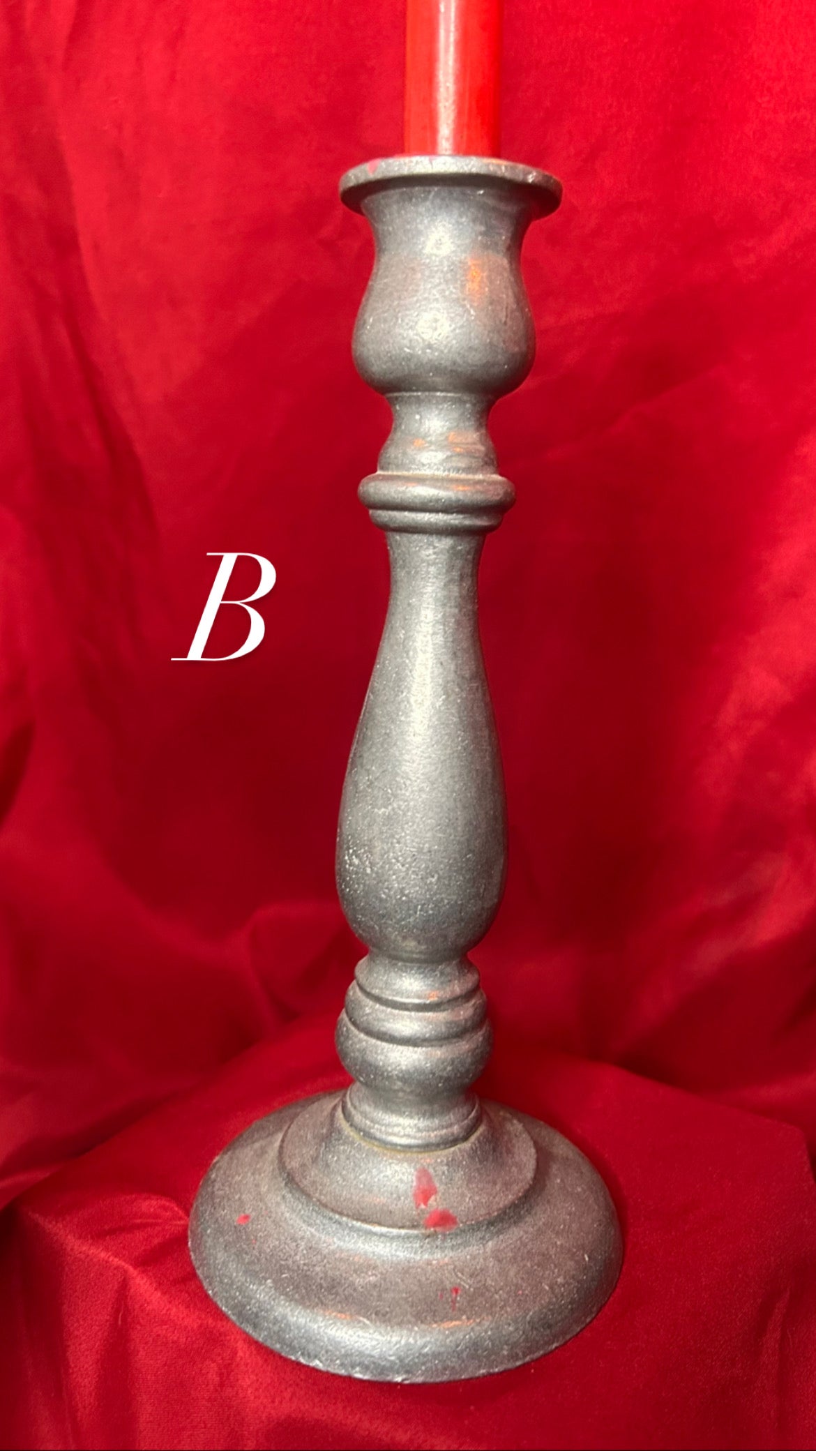 Single Silver Toned Candleholder