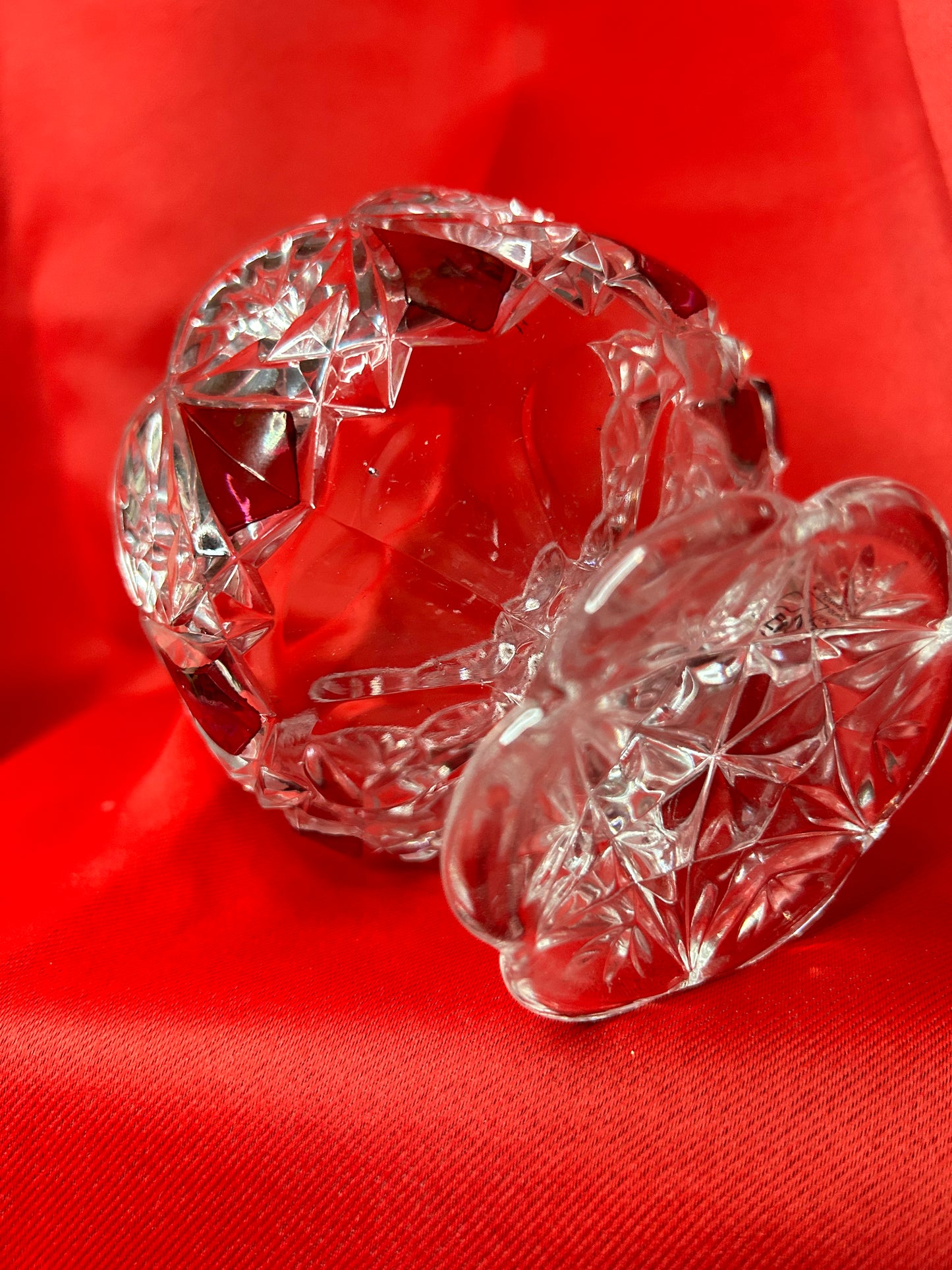 Cranberry Glass Bowl on Pedastal