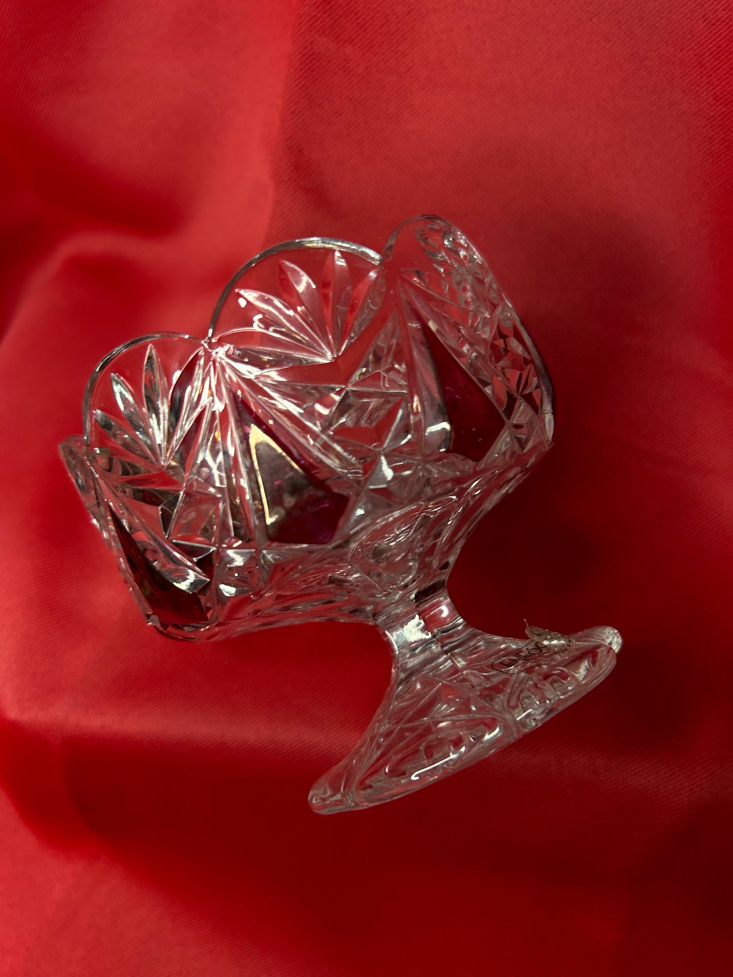 Cranberry Glass Bowl on Pedastal