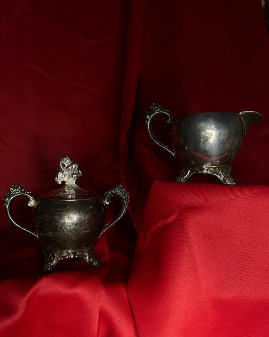 Sugar Bowl & Creamer Silver Toned