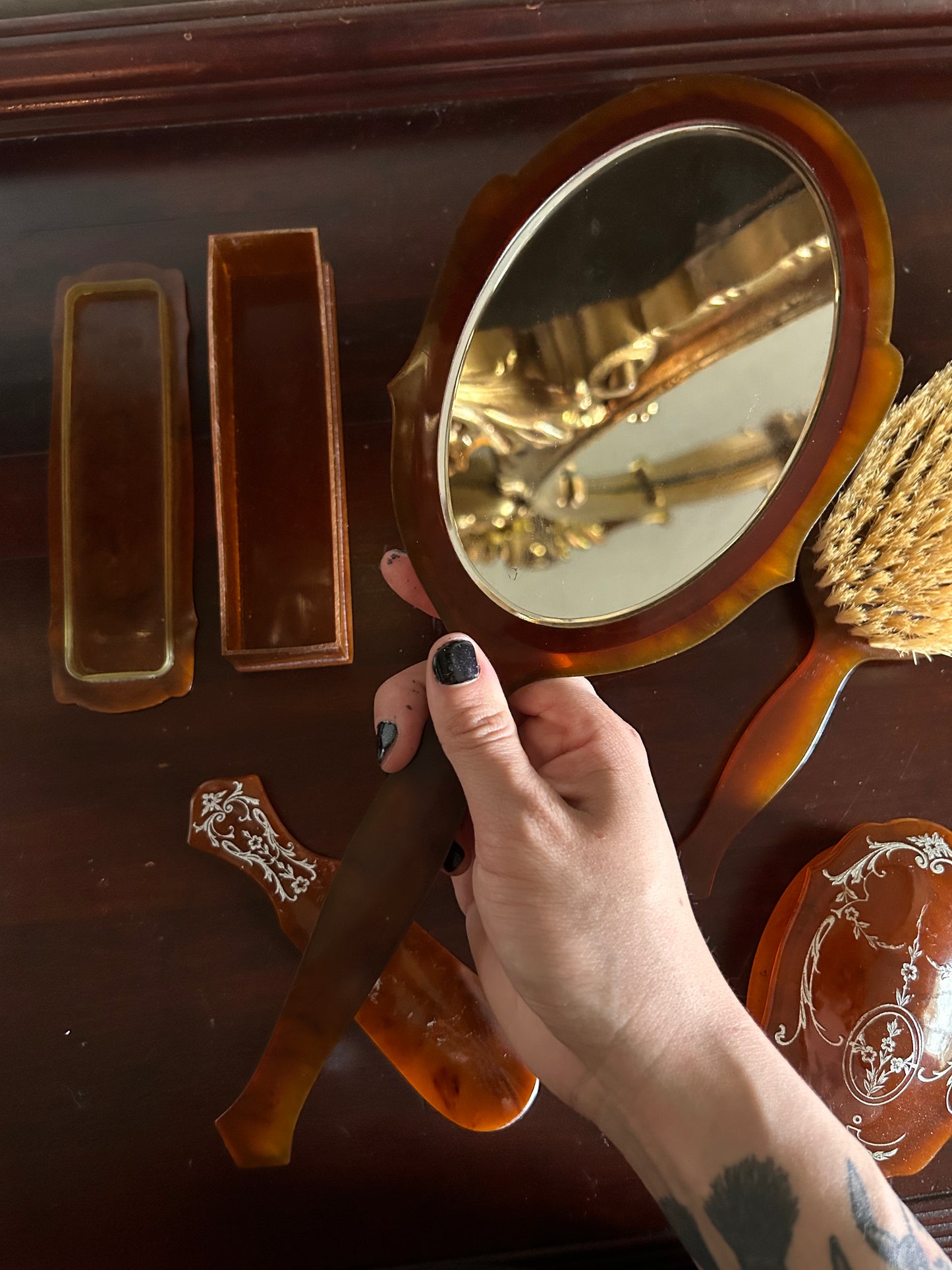 Vintage Celluloid Vanity Set