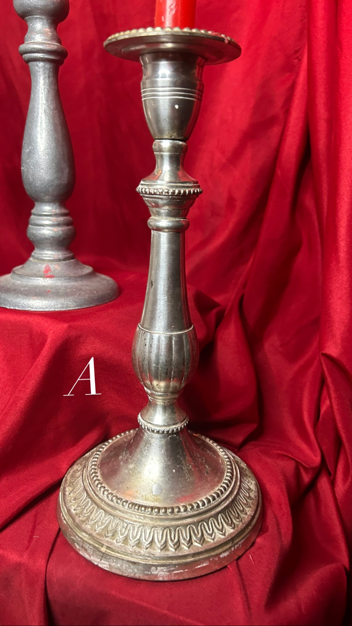Single Silver Toned Candleholder
